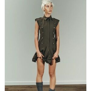 Zara Short Dress with Shoulder Pads and Ruffles